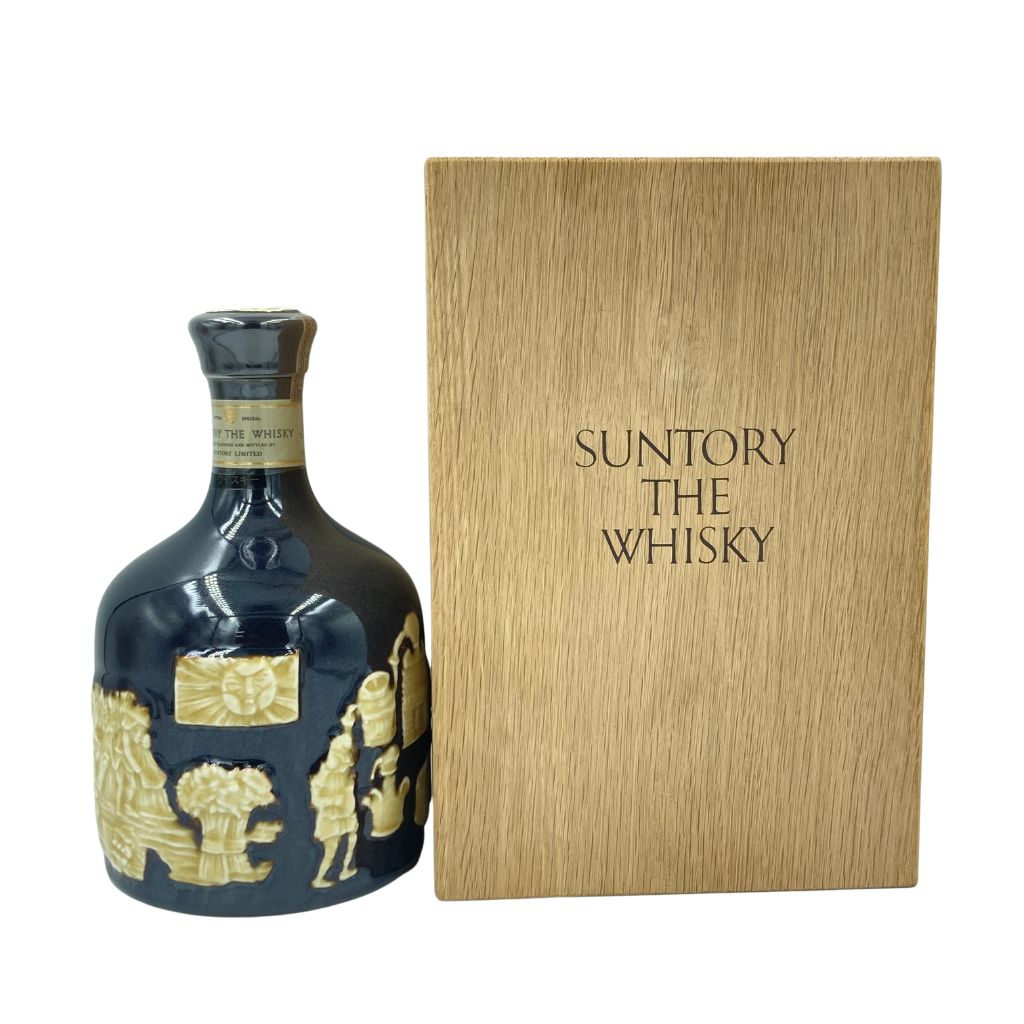サントリー ウイスキー 山崎12年 染付蛸唐草「福」文角瓶 有田焼 希少品！