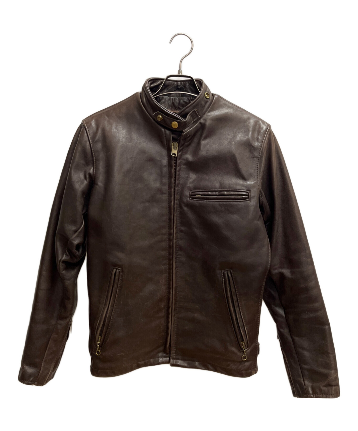 Schott ブラウンレザー シングルライダースジャケット SCHOTT 革ジャン