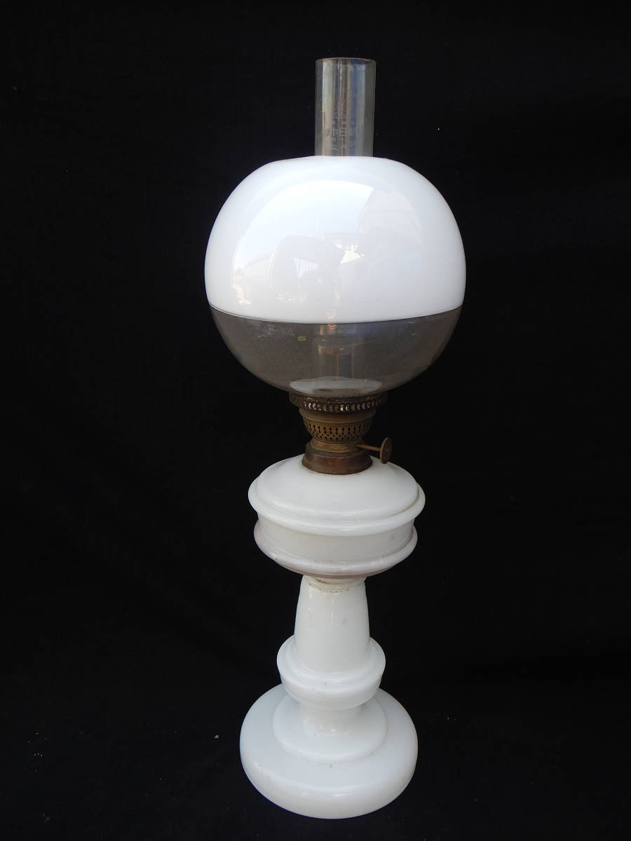 アンティーク 明治～大正時代 ガラスシェード ランプ 大正ロマン 丸