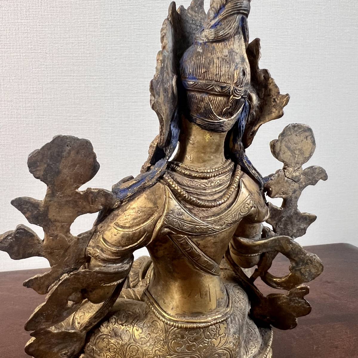 中国古美術・チベット収・純銅・蔵伝工芸・宝石彩絵描金・立自在度母