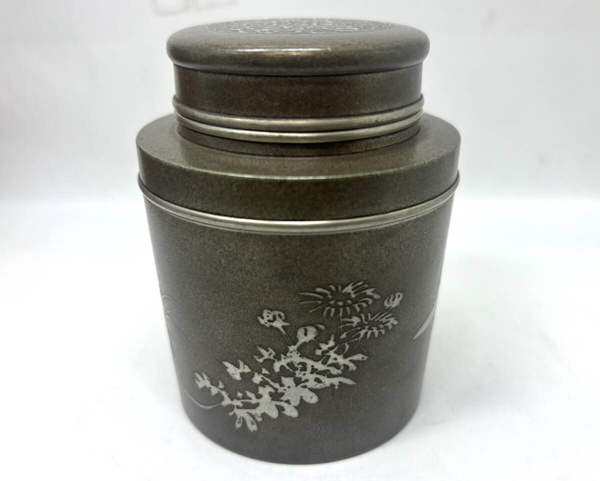 錫 茶道具 茶心壺 浮彫り 茶入 骨董品 錫 茶道具 茶心壺 浮彫り 茶入