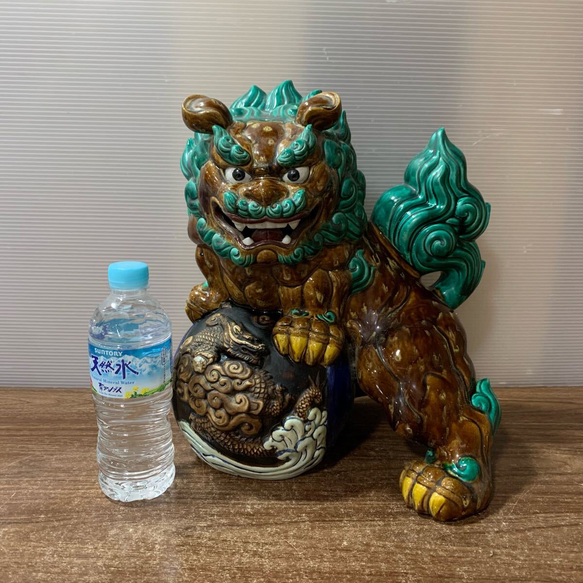 藤原陶臣 備前焼 牡丹獅子 置物 工芸品 厄除け 魔除け インテリア