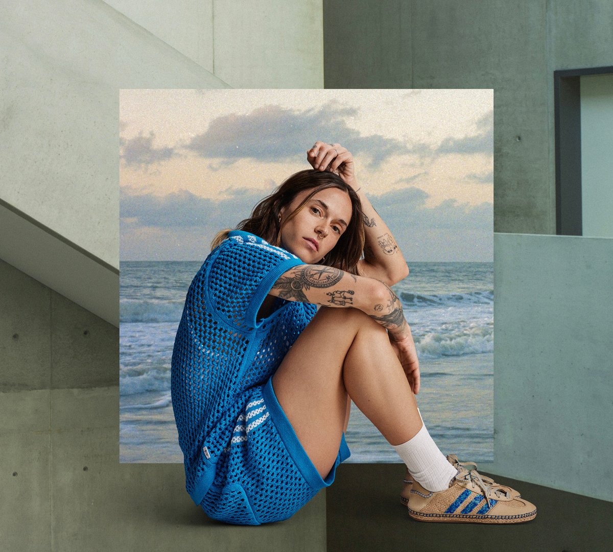 ミントチョコ]oasis×adidas フットボールシャツ ロンドン限定 ミント