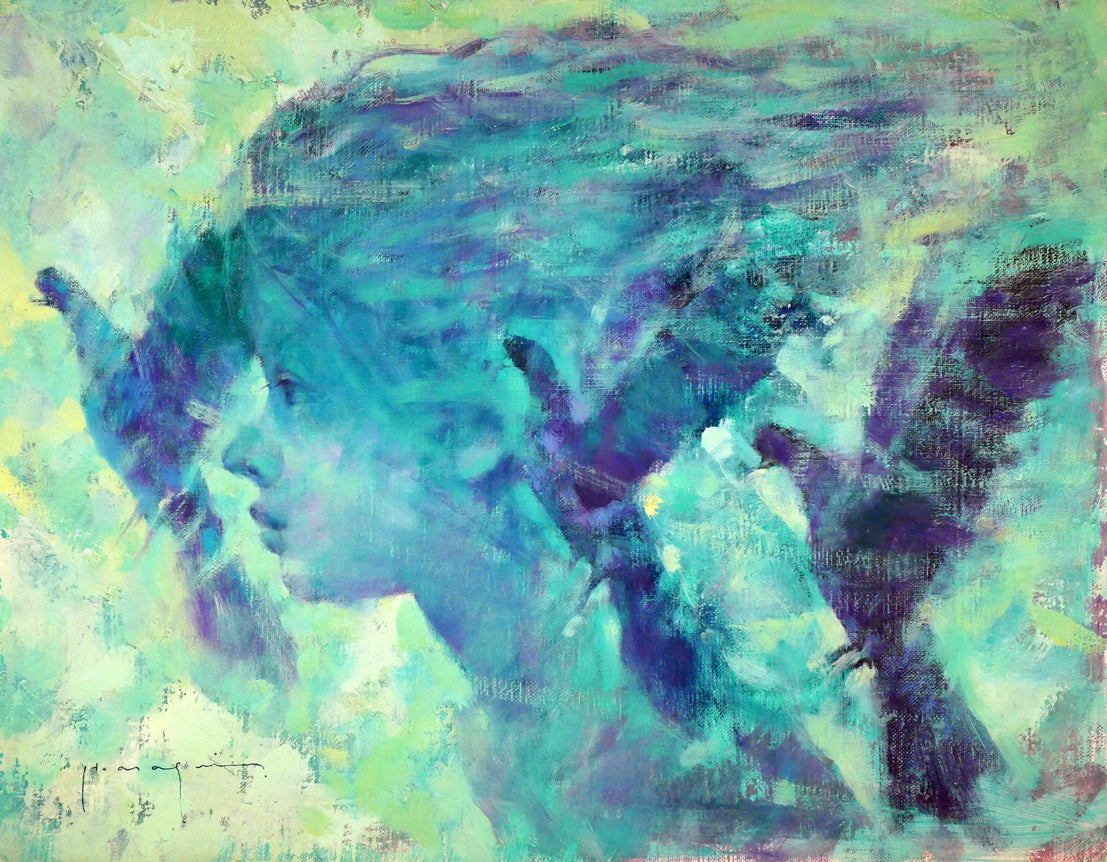 モザイク 油絵アート 油絵 油彩 油彩画 絵 絵画 【青空のミモザ】 絵画