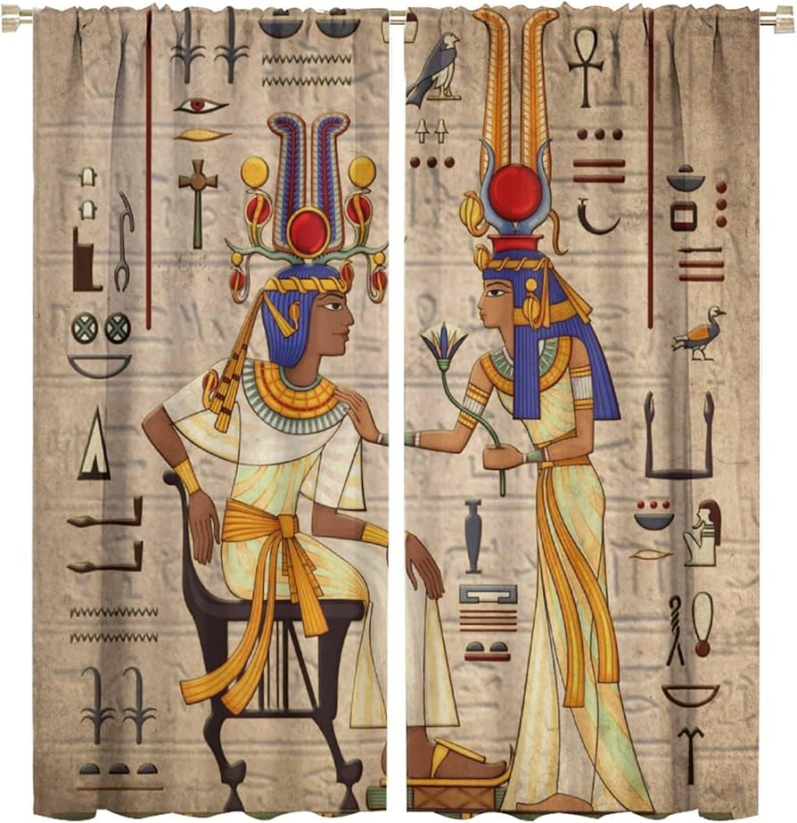 Amazon｜素朴な古代エジプトのカーテン、ビンテージアフリカ部族
