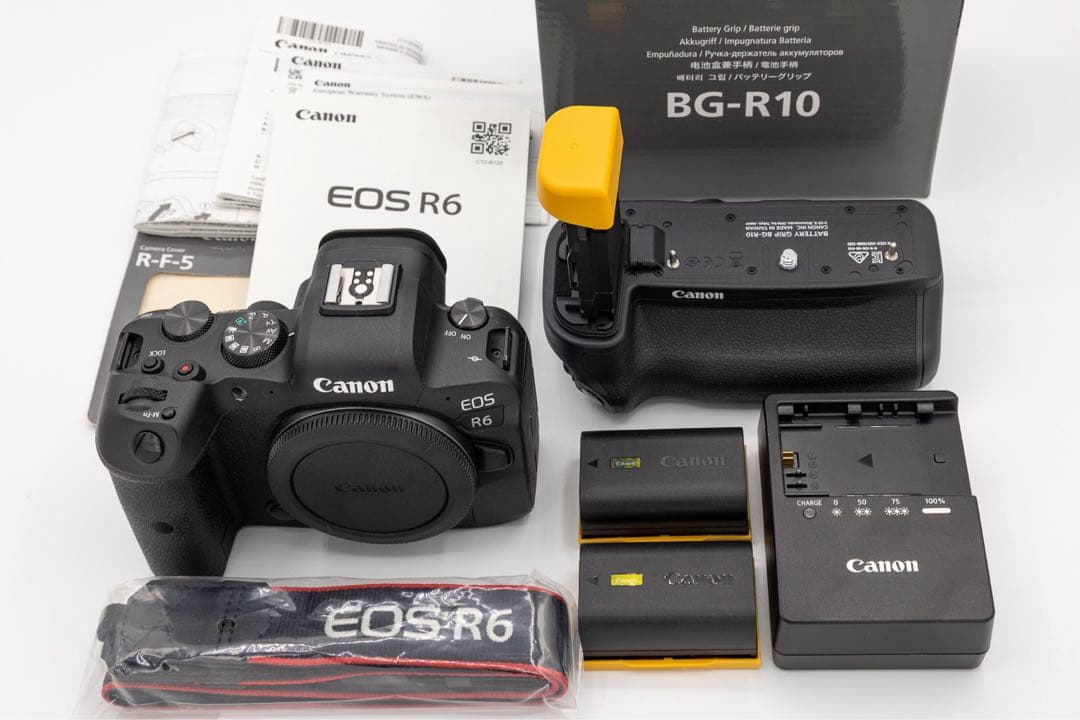 【中古美品】CANON EOS R6 ボディ・バッテリーグリップ・バッテリー２個 中古美品】CANON EOS R6 ボディ・バッテリーグリップ・バッテリー2個