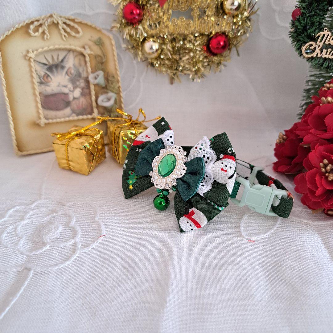 クリスマスシリーズ(緑シマナガエ)わんちゃん猫ちゃん用首輪 クリスマスシリーズ(緑靴下)わんちゃん猫ちゃん用首輪 クリスマス